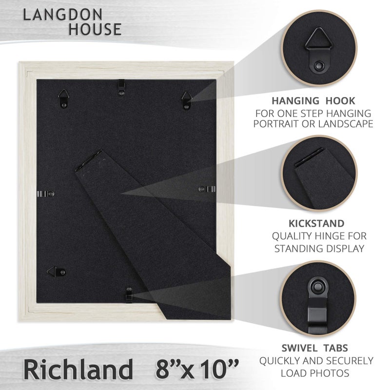 Langdon House 8x10 Picture Frames (Almond White, 3 Pack) Wood Grain Style, Wall Mount or Table Top, Richland Collection - Image 3